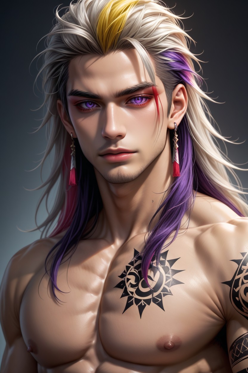 Crotch Tattoo, Arm Tattoos, Pink Lipstick ゲイAIポルノ