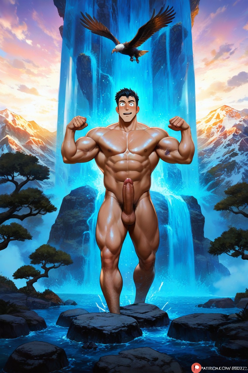 Arms Lift Pose, 厚い, Beautiful Scenery ゲイAIポルノ