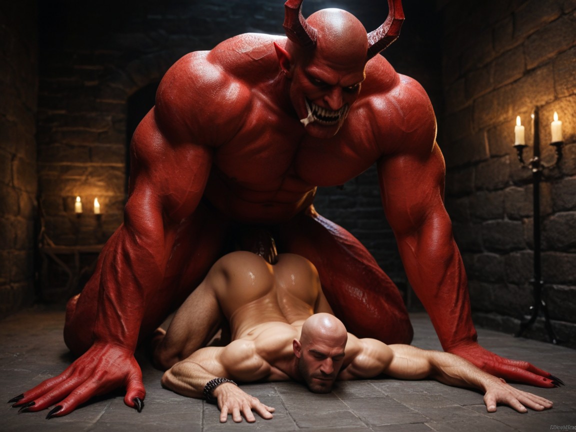 Aggressively Dominates Submissive Bald Gay Male Bottom, Stretched Gaping Hole Filled With Massive Cock, Monster Sex ゲイAIポルノ