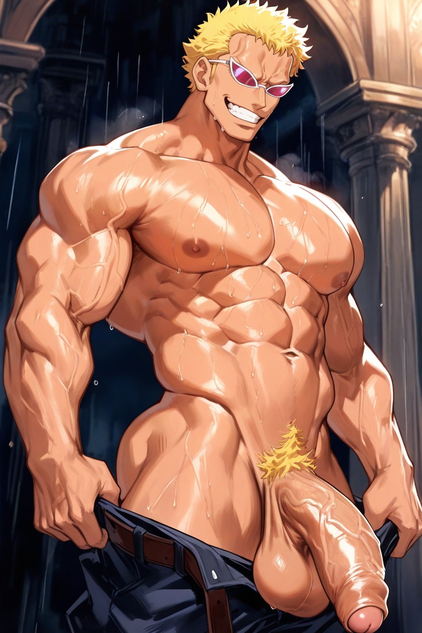 Open Clothes, Volumetric Light, Big Pecs Porno gay IA