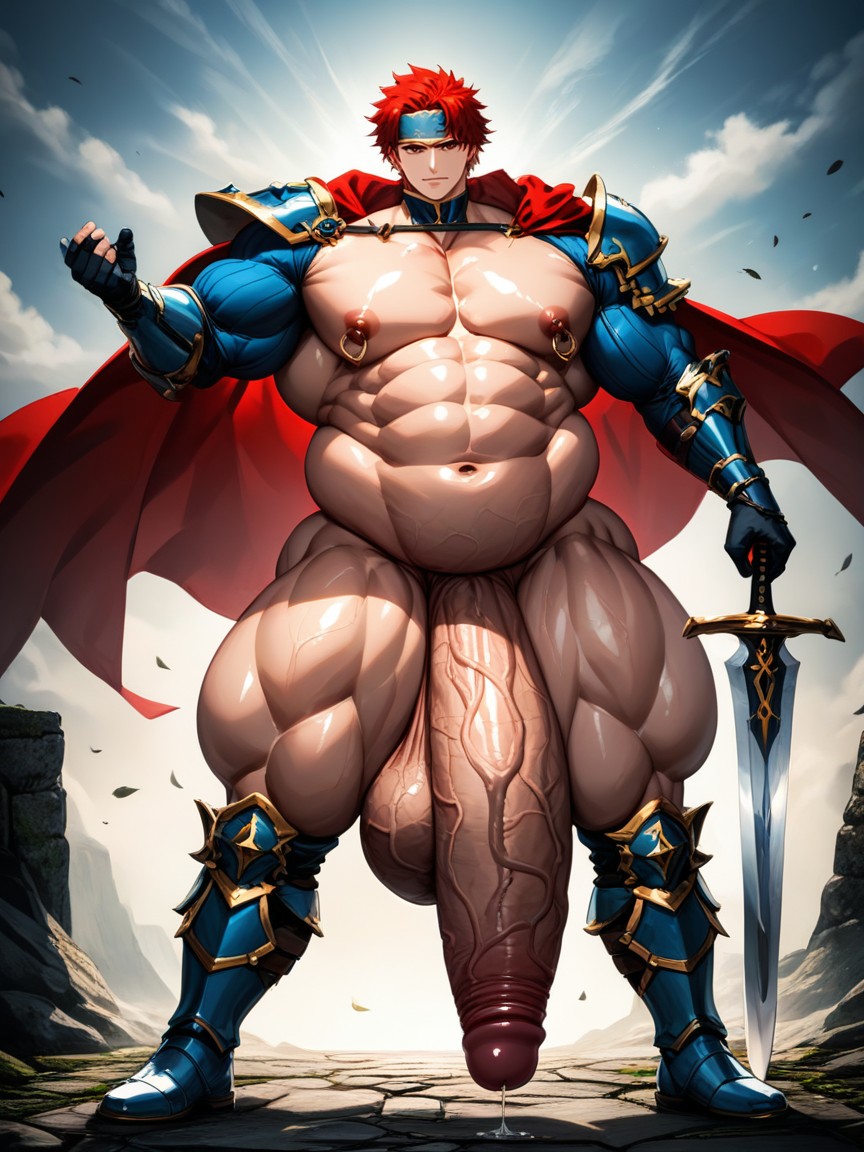 Smooth Skin, Battle Pose, Soft Facial Features AI Gay Porn