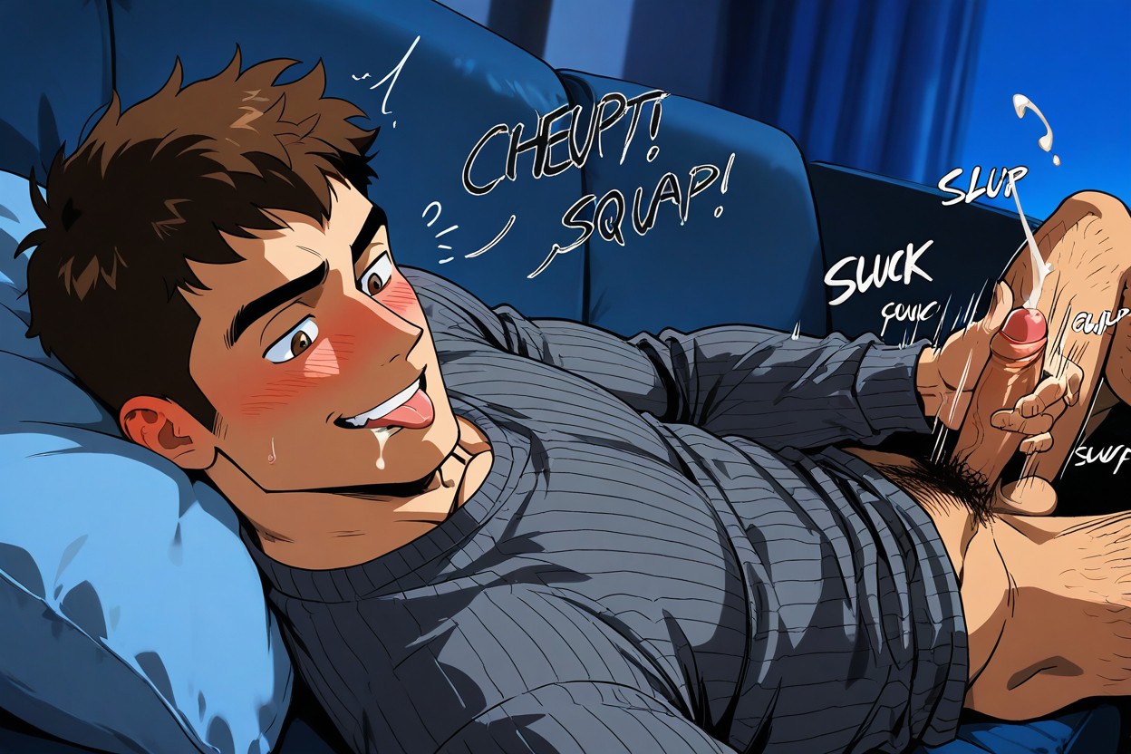 Man Muscle, 舌を出す, Head On Pillow ゲイAIポルノ