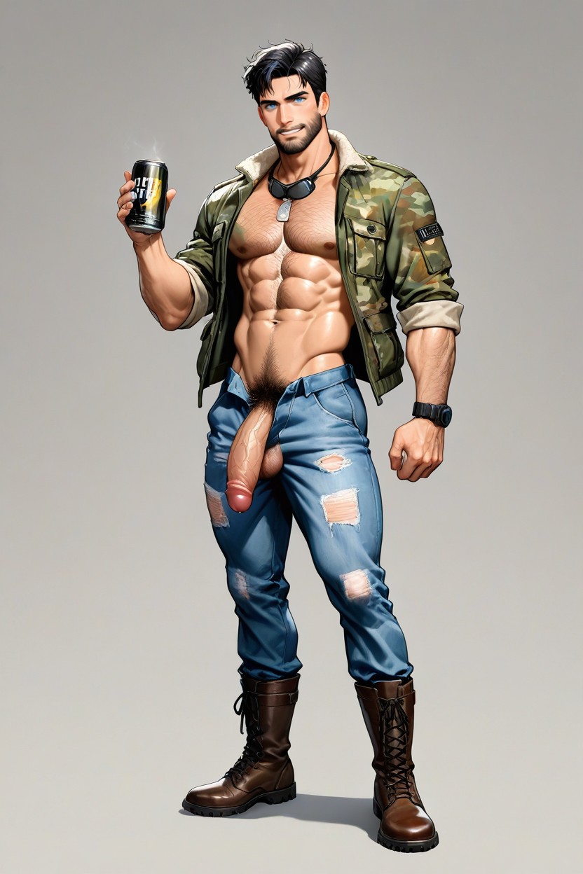 Wearing Brown Leather Work Boots, 25+, Full Body View Porno gay IA