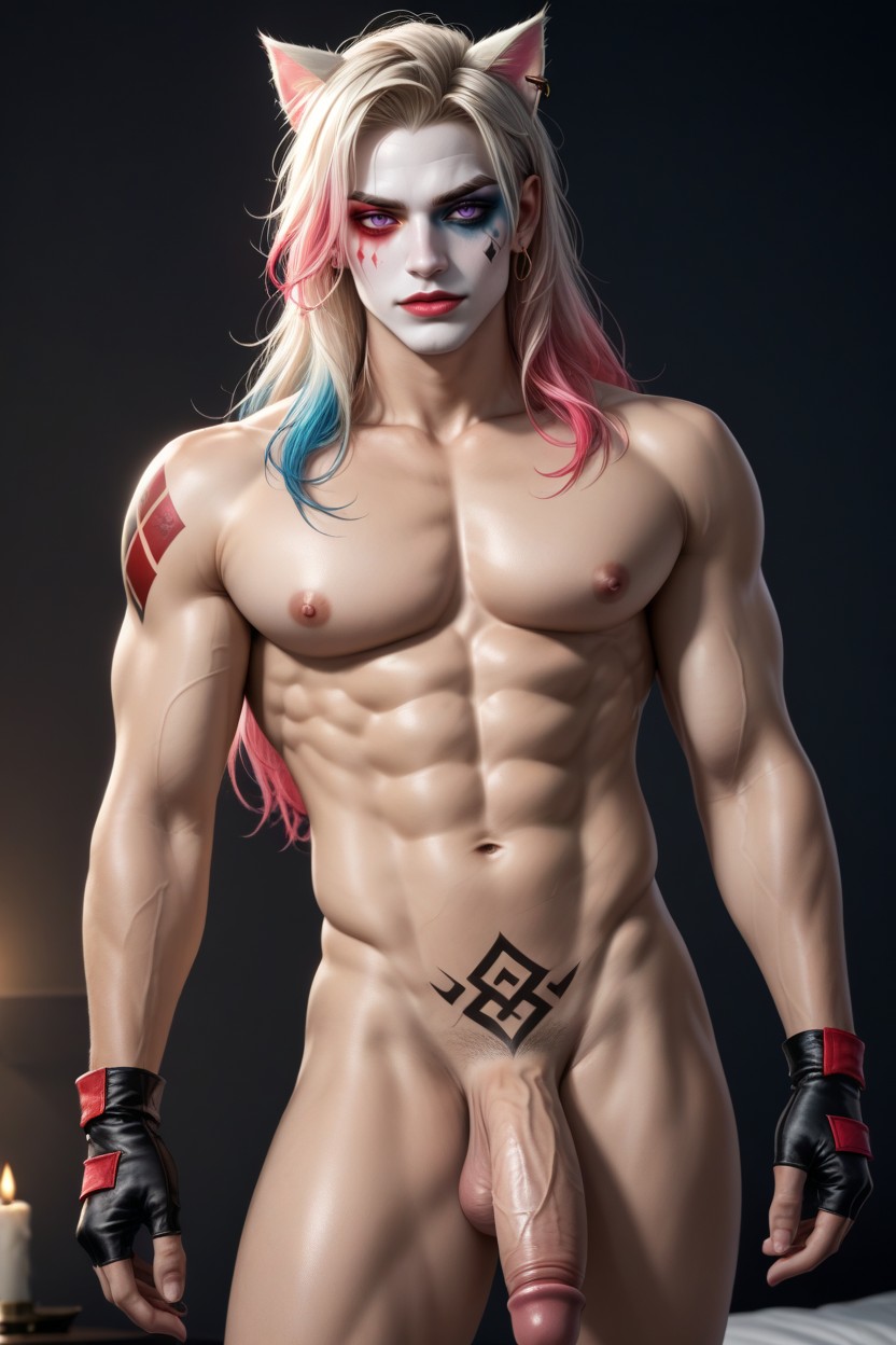 Muscular Shoulders, Pink Lipstick, Muscular Chest AI Gay Porn