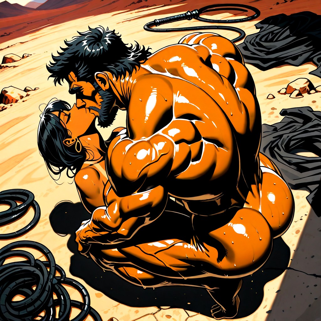 Long Black Beard, Huge Muscles, Sweaty ゲイAIポルノ