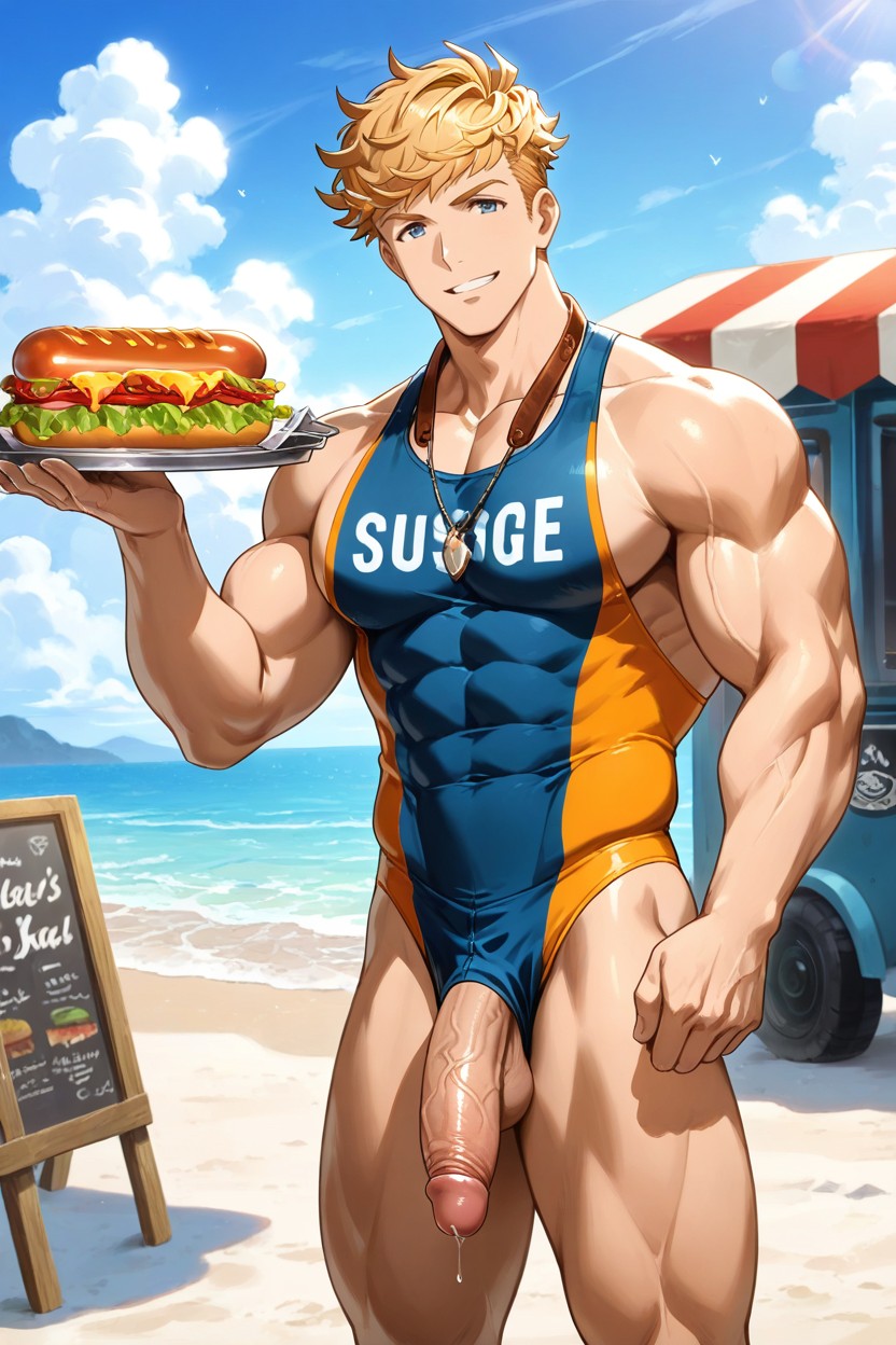 Medium Ass, Cinematic Lighting, Wearing A Food Truck Uniform AI Gay Porn
