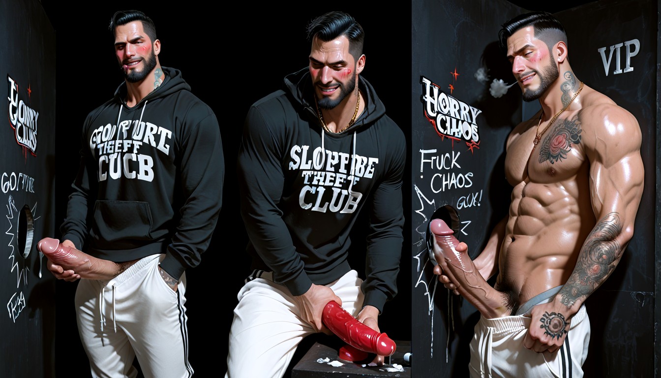 God Of Sex As Virile Rugged Latino Gangster, Dildos Coming From Wall, 笑う ゲイAIポルノ