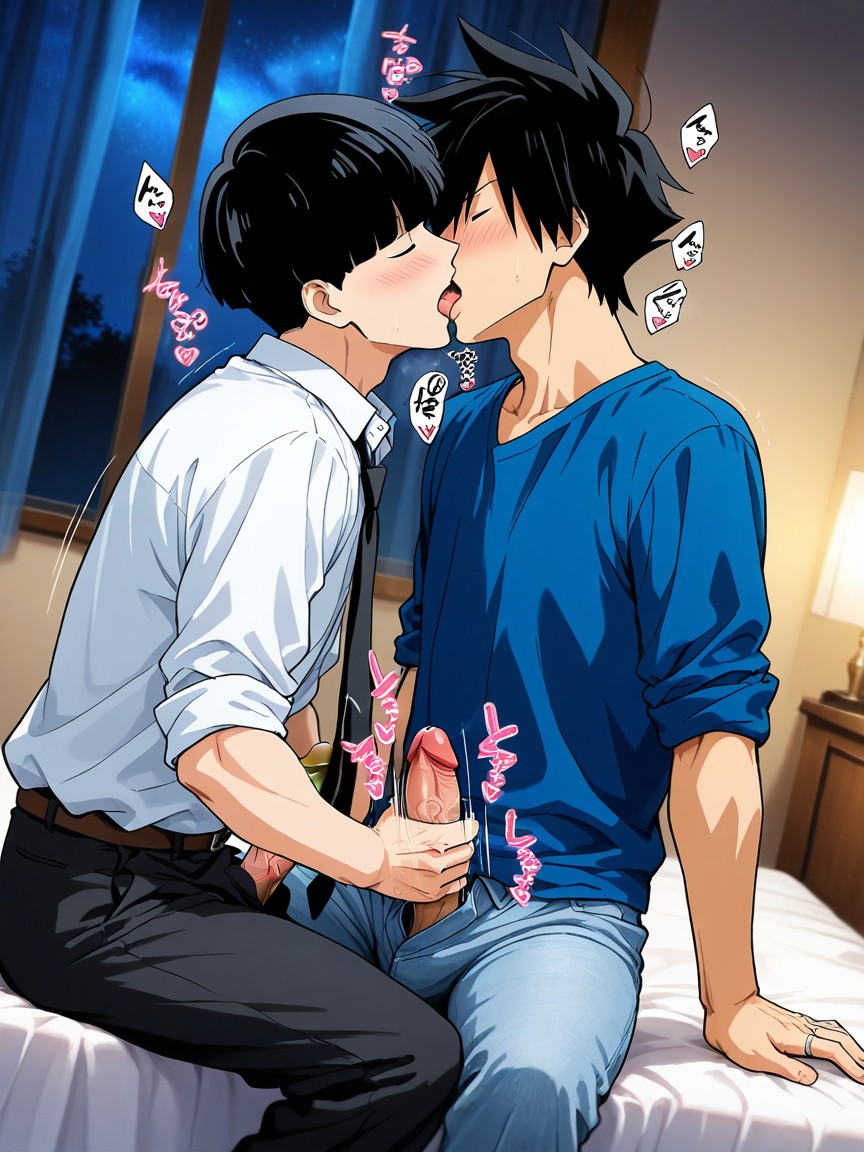 French Kissing, 2人, スキニー ゲイAIポルノ
