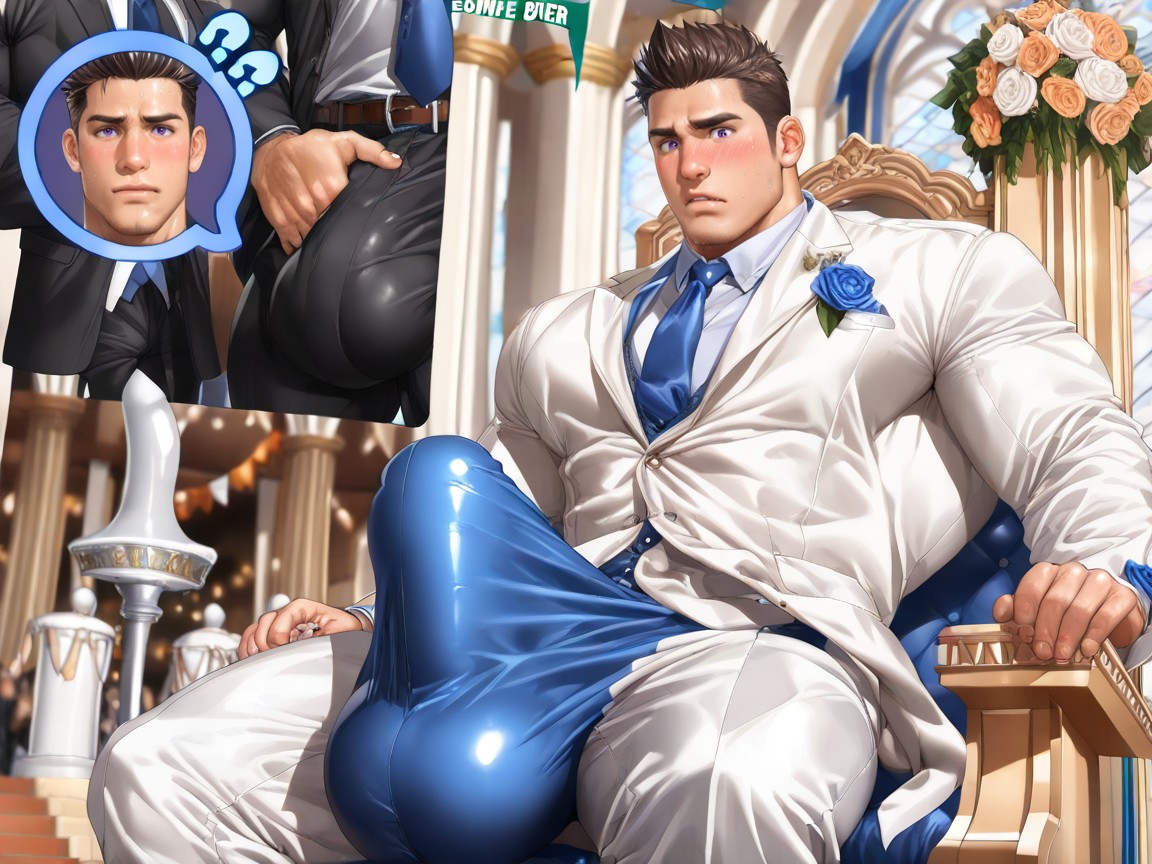 Gigantic Impossibly Oversized Hyper Bulge Is Fully Erect Upright, Extremely Erect Bulge, Upright Big Boner Bulge AI Gay Porn