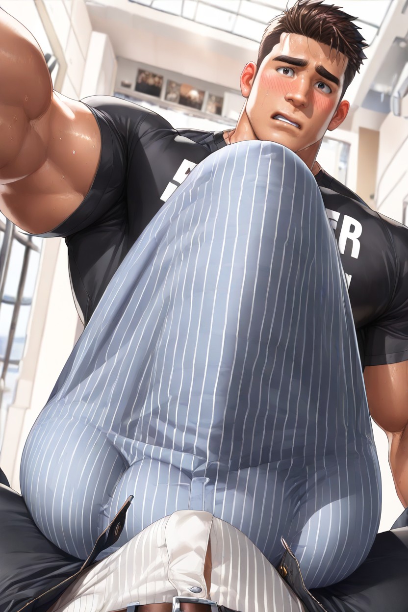 Vibrant, All Blushing And Sweating, Massive Gigantic Bulge Stretching Out Fabric AI同性恋黄片