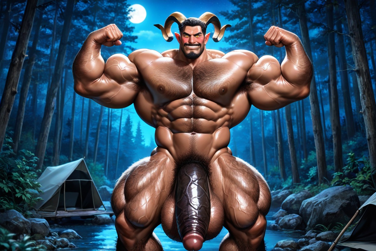 Forest, Black Man With Horsecock, Hairy Legs ゲイAIポルノ