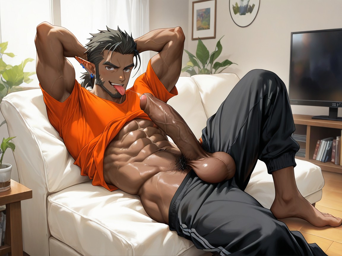 Waxing Tv, Bedroom, Watercolor Anime AI Gay Porn