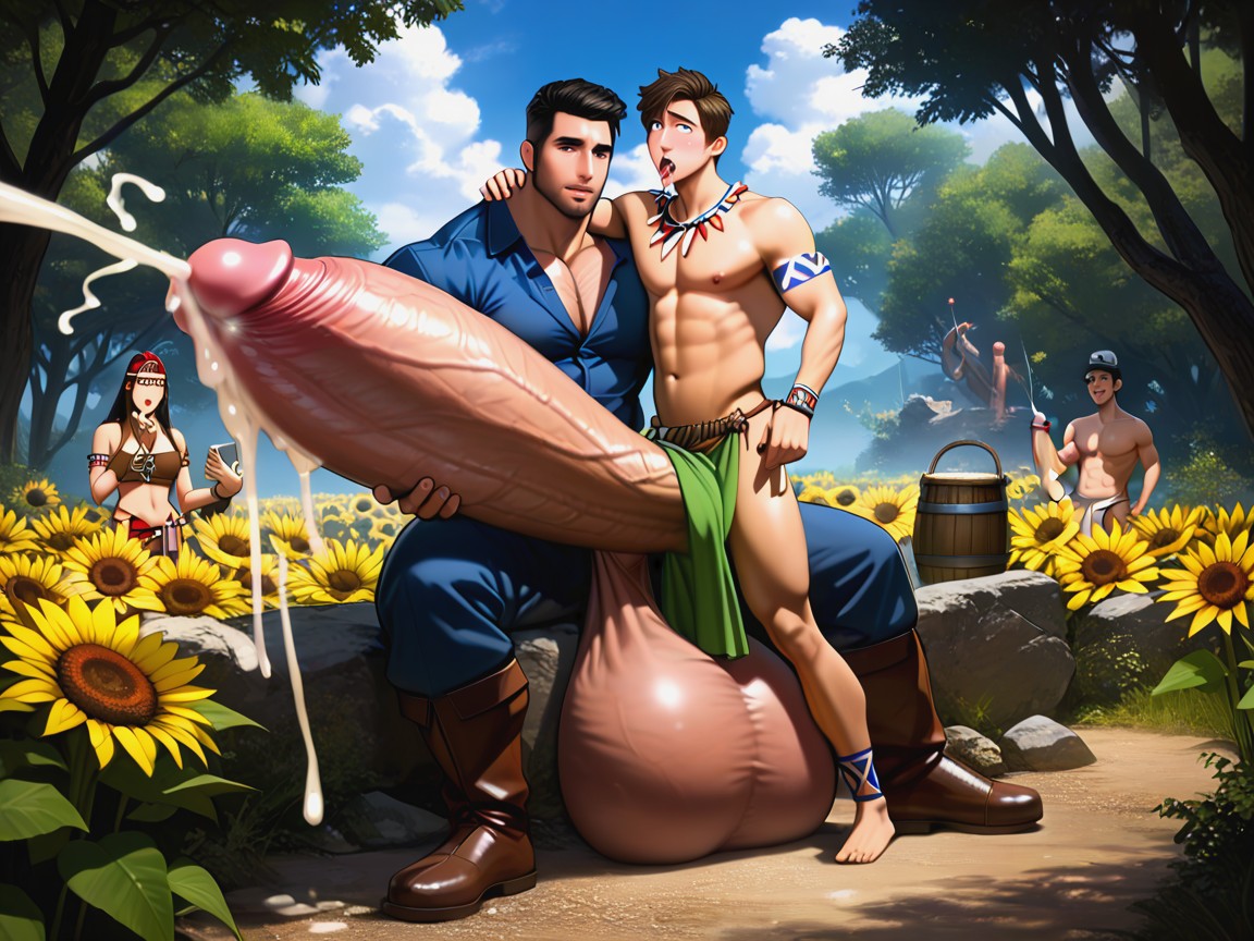Uncut Hyper Cock Much Bigger Than Leg, Cock Much Bigger Than Body, Photorealistic ゲイAIポルノ