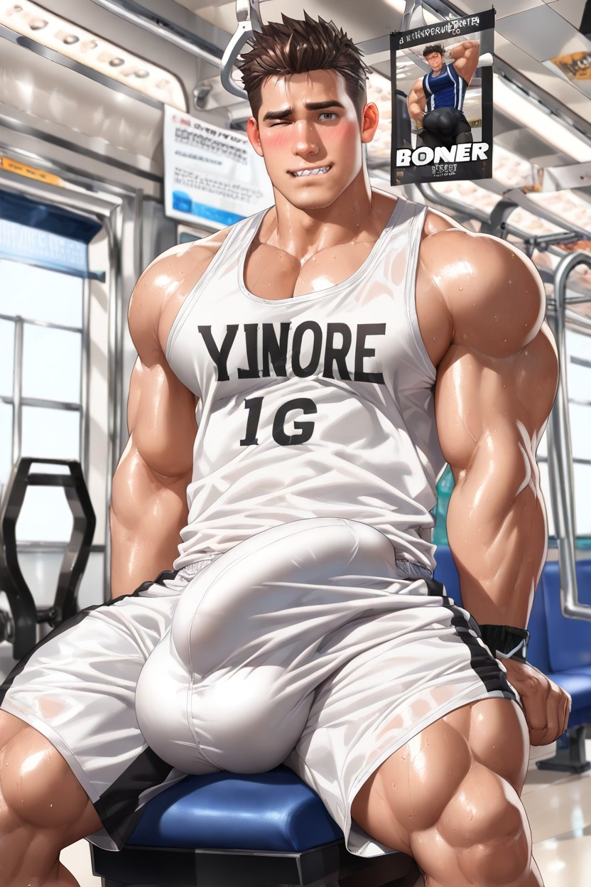 Bara Style, Impossibly Long Hyper Penis, Nearby Men Staring AI Gay Porn