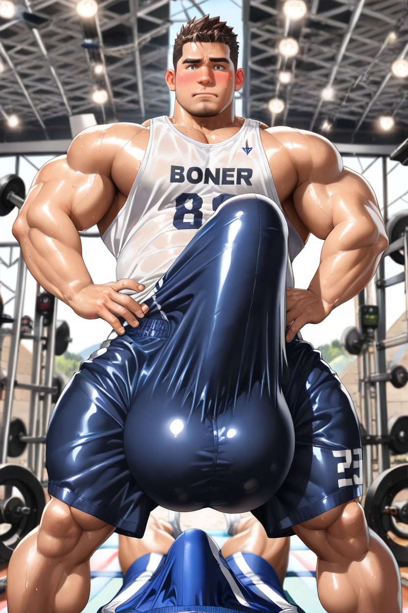 Man With Giant Huge Fully Erect Boner Bulging Upright, Handsome, Only Men AI同性戀黃片