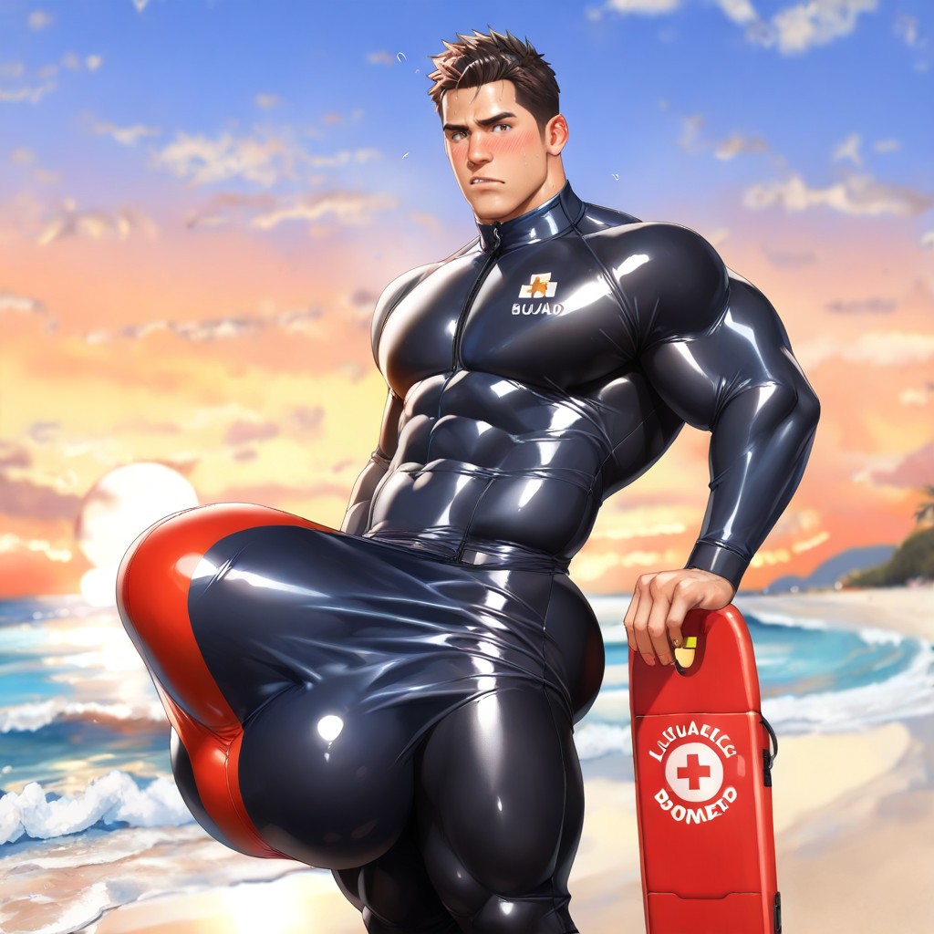 Giant Fully Erect Upright Bulge Stretches Out Fabric, Vibrant, Huge Erection Outline Visible AI Gay Porn