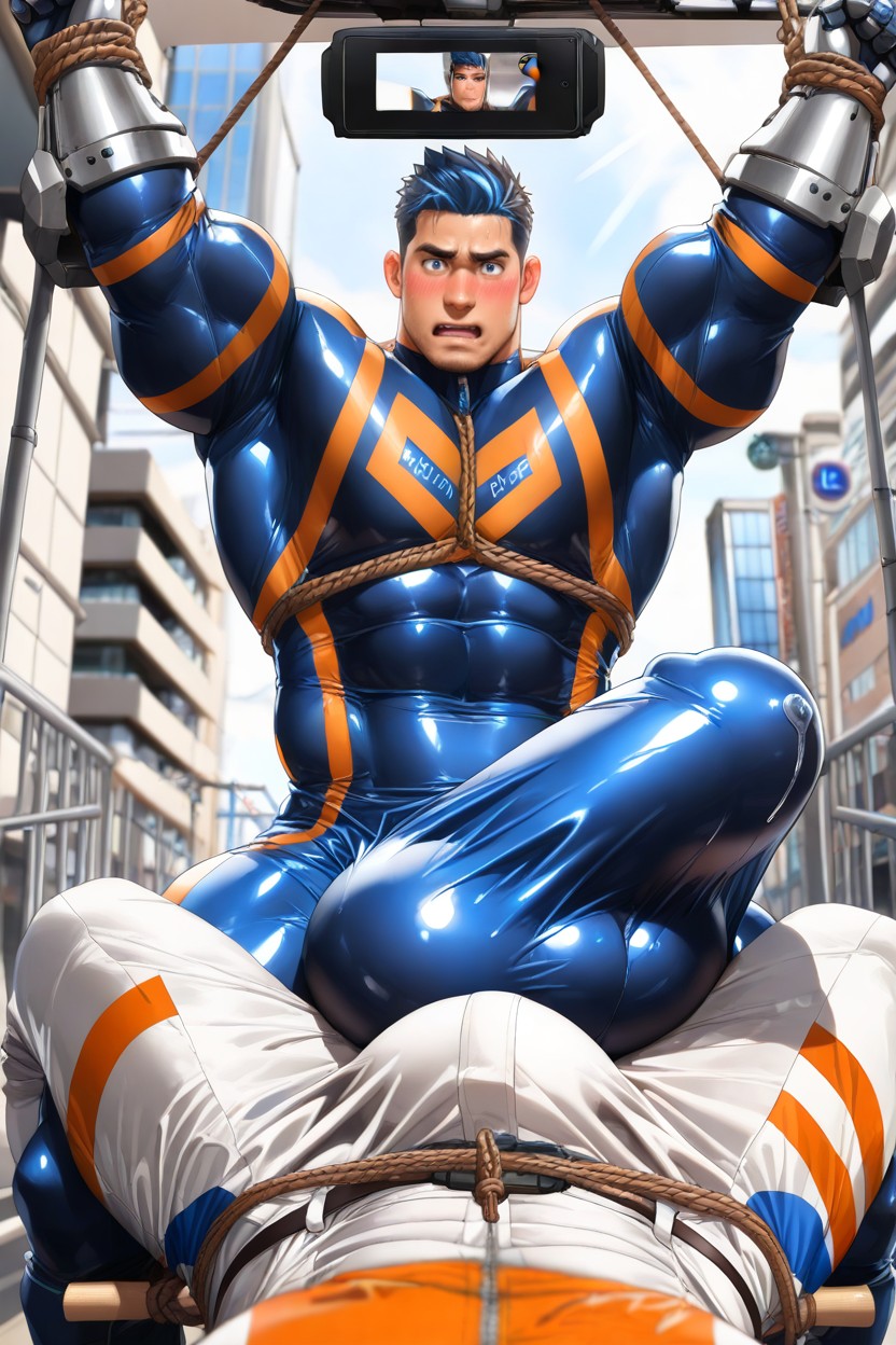 18+, Handsome, Giant Fully Erect Upright Bulge Stretches Out Fabric 게이 AI 포르노