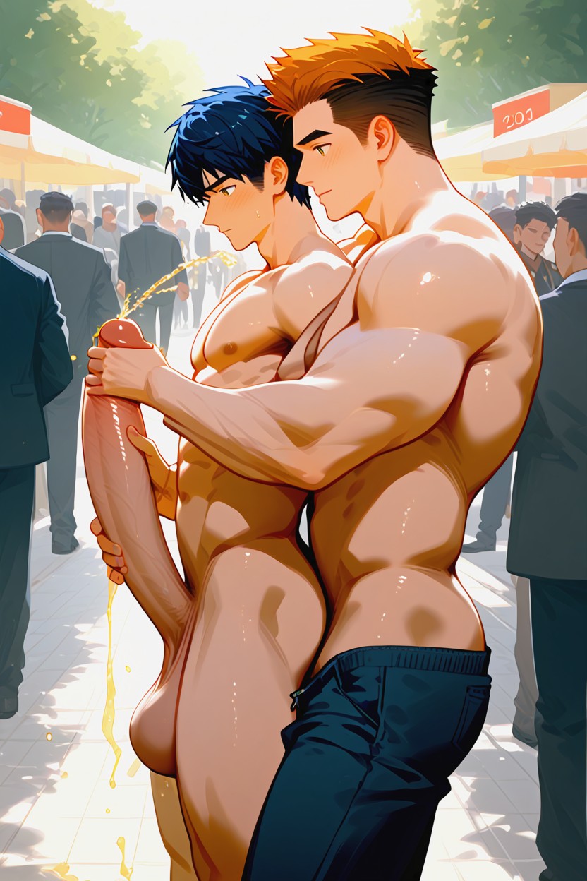 裸, Flaccid Penis Urinating, Urinating ゲイAIポルノ