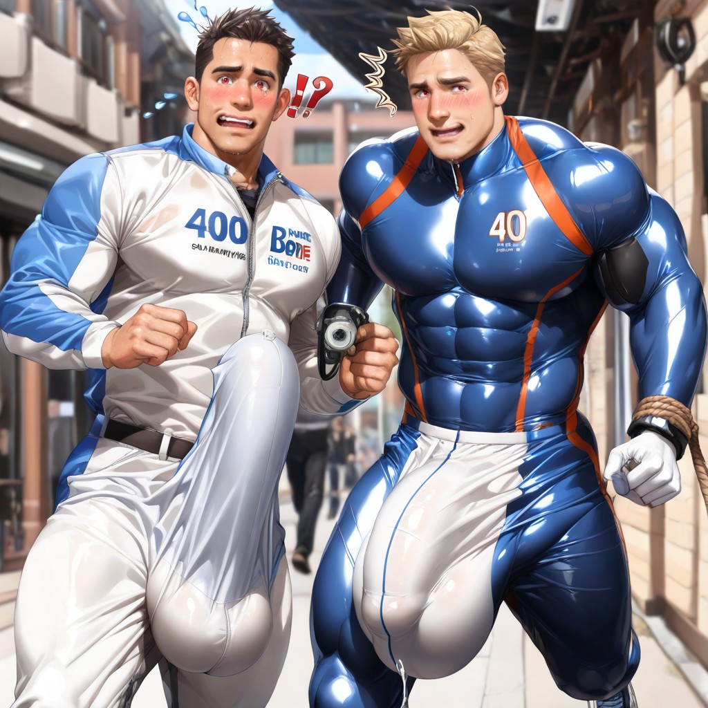 Giant Balls, Embarrassed, Extremely Erect Bulge Pornografia gay com IA