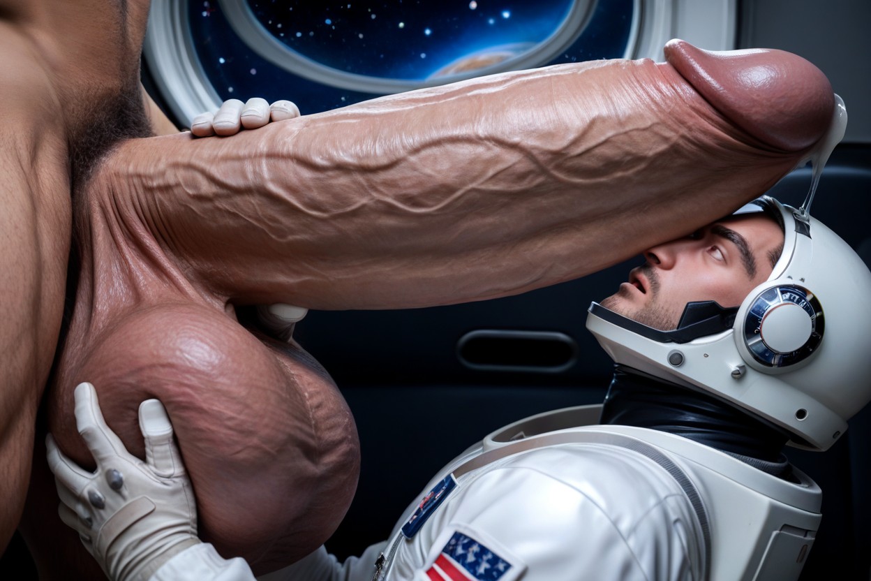 口を開けたまま, Absurd Impossible Gigantic Cock Size, Clean Lines ゲイAIポルノ