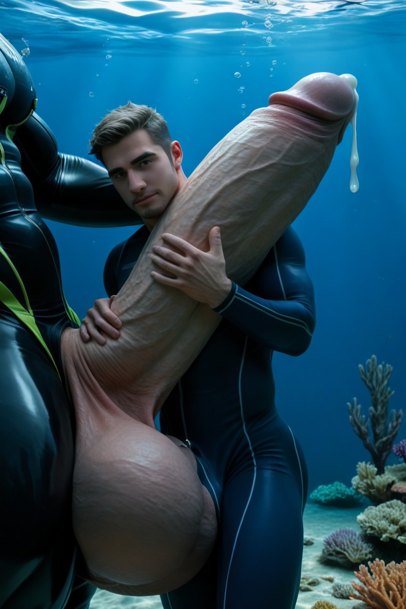 Absurdly Surreal Oversized Hyper Cock, Diver, Artistic ゲイAIポルノ