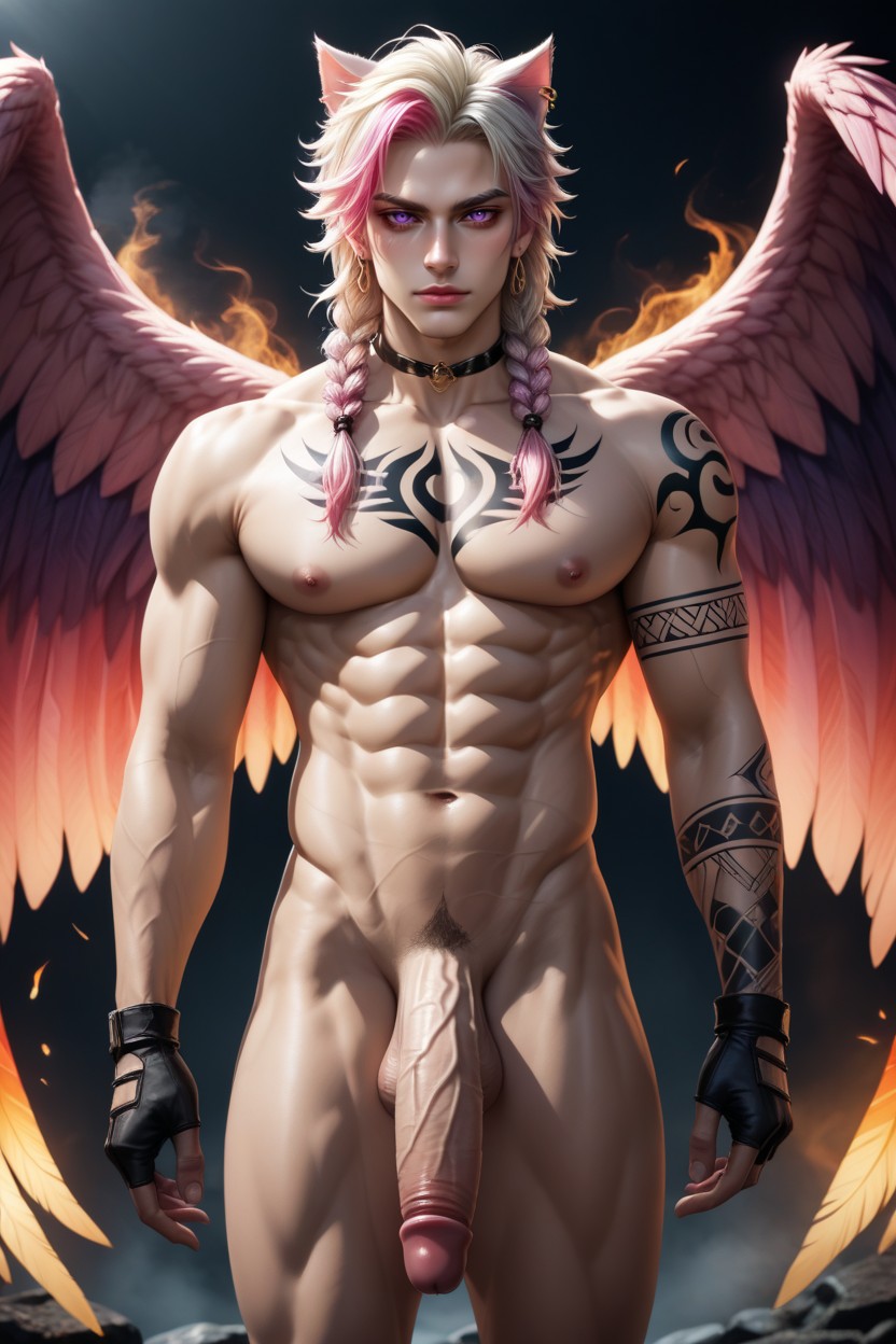 Platinum Blonde Hair, Chocker, A Prominent Chest ゲイAIポルノ
