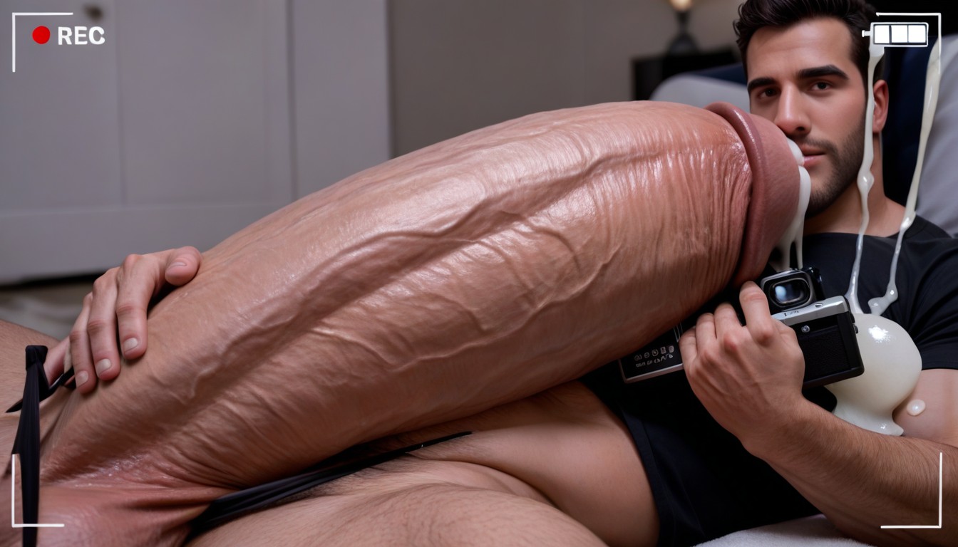 Cock Bigger Than Body, Photorealistic, Uncut Hyper Cock Much Bigger Than Leg ゲイAIポルノ