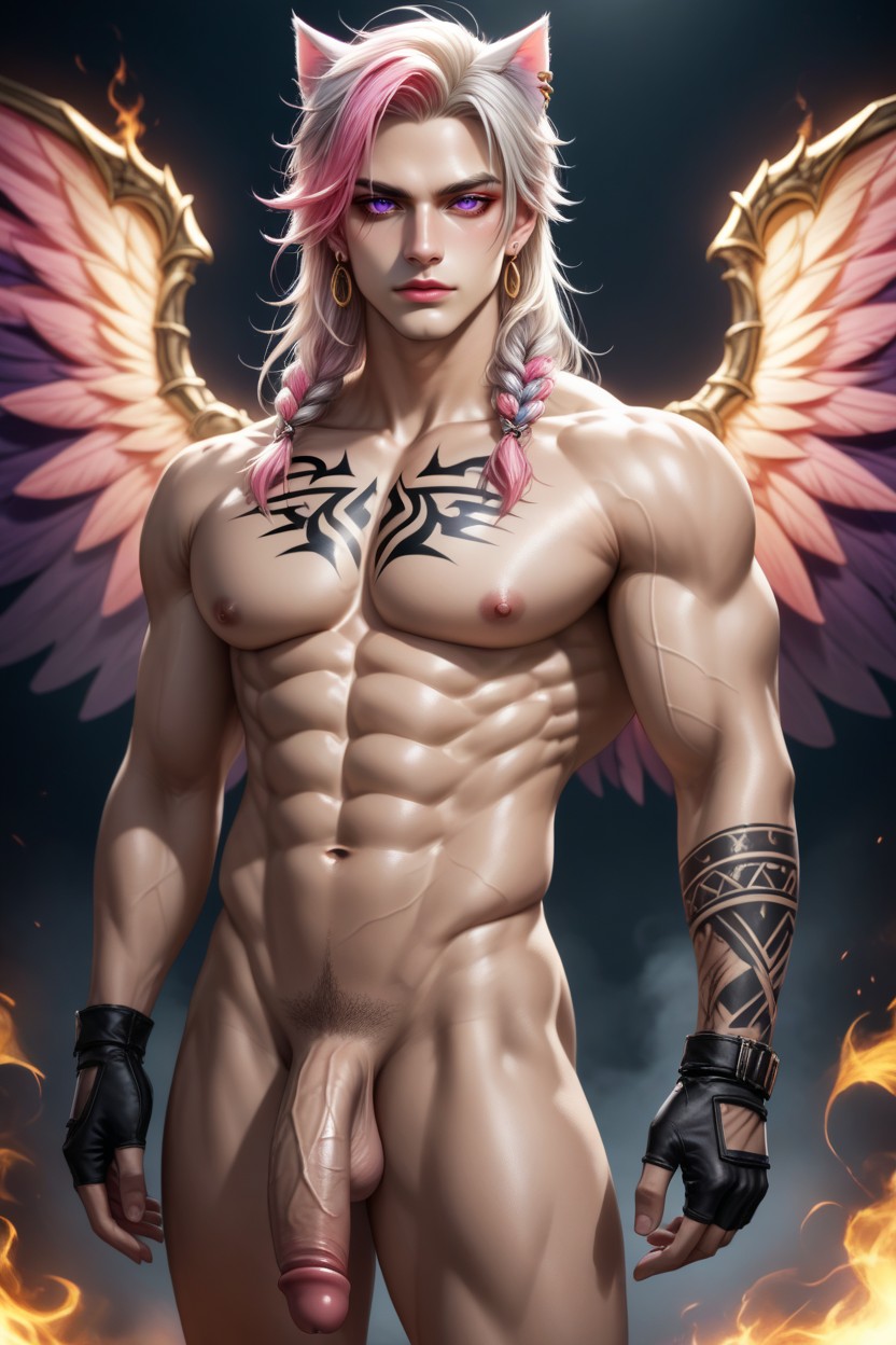 Muscular Chest, Visible Abs, Pink Lipstick AI同性戀黃片