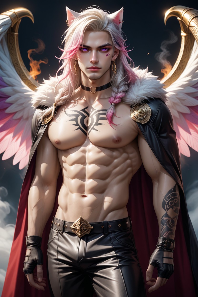 Well-defined Abdominal Muscles, Massive Wings, Tattoos AI同性戀黃片