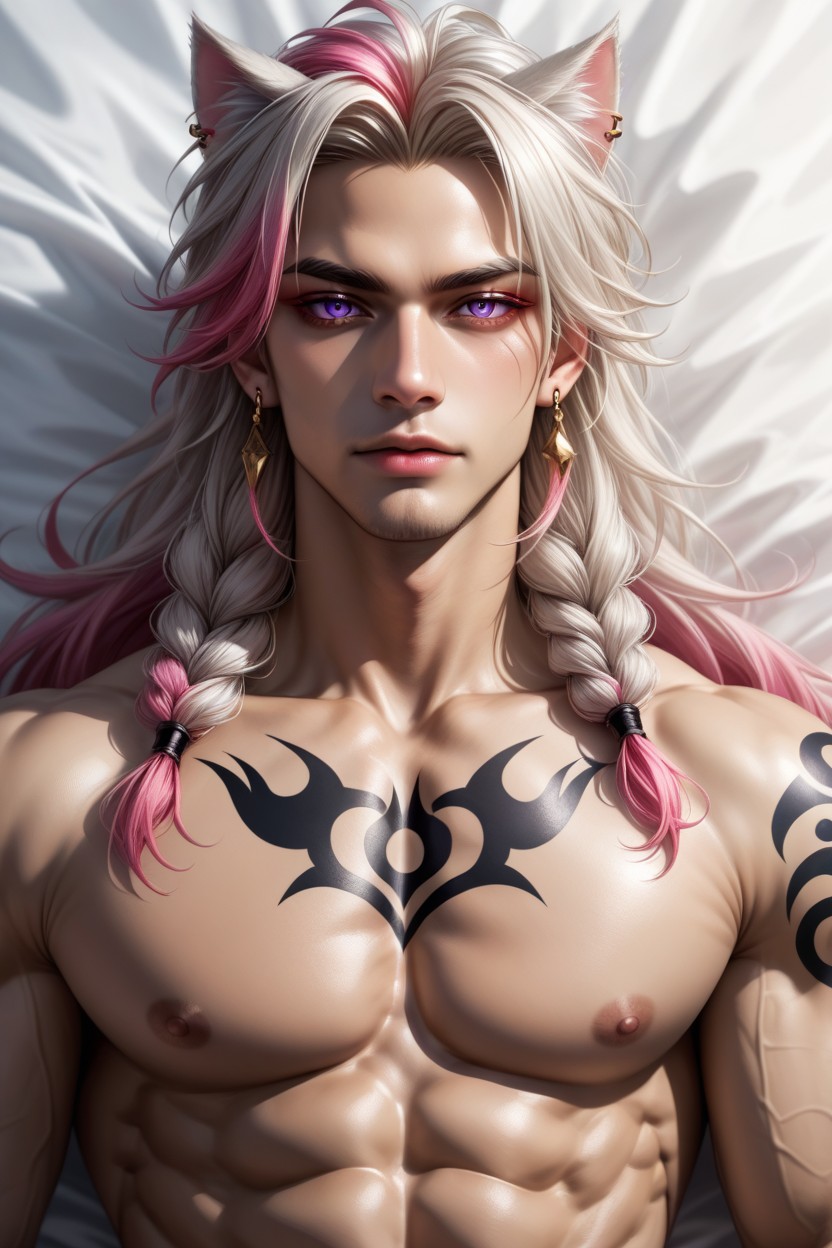 Muscular, Chest Tattoo, Multiple Color Hair AI同性戀黃片