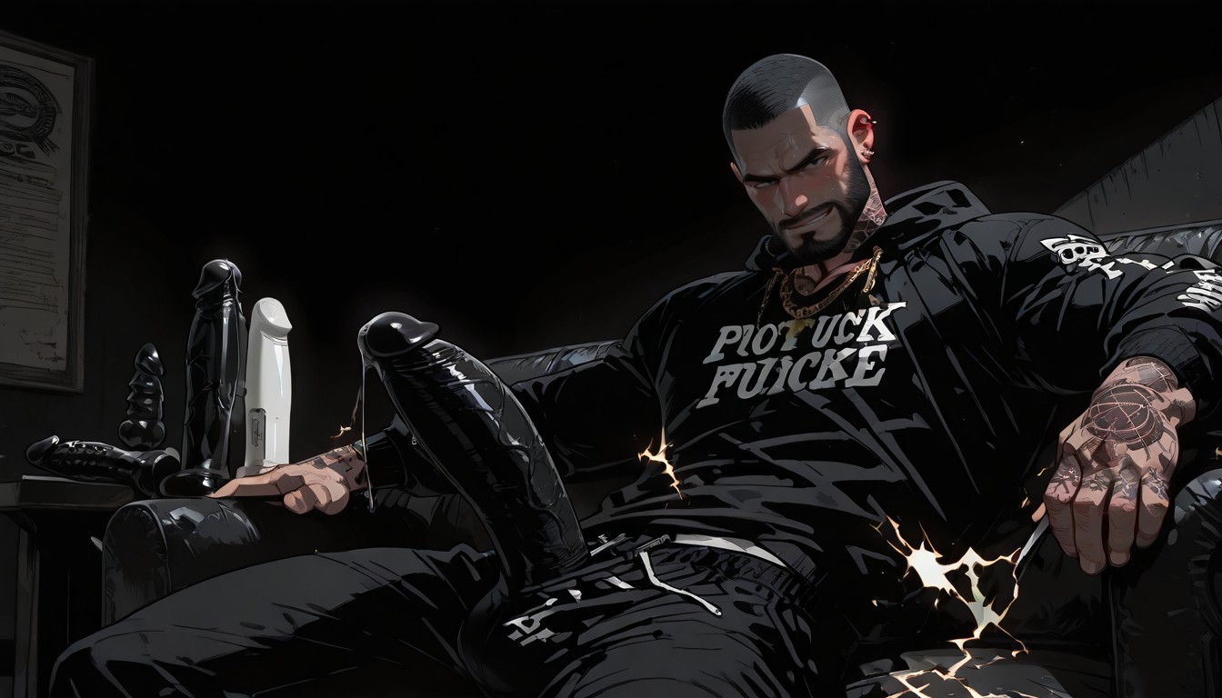 Full Thick Black Beard, Cocaine, Piles Of White Powder AI Gay Porn