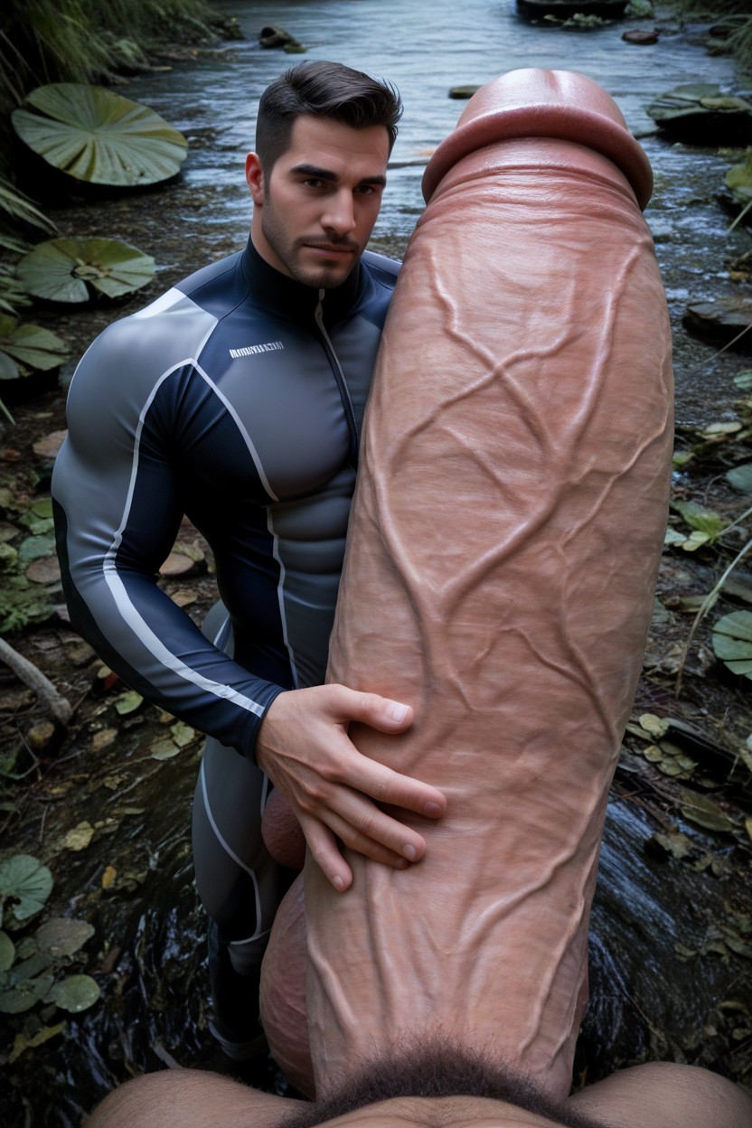 Evening, Massivo, Penis Realistically Attached To Crotch Pornografia gay com IA