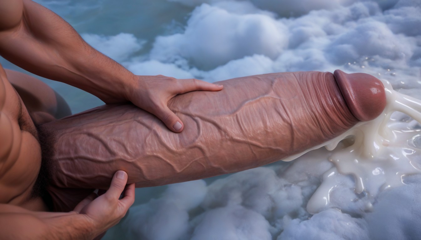 Bara, Absurdly Surreal Oversized Hyper Cock, Heavenly Cloud Landscape ゲイAIポルノ