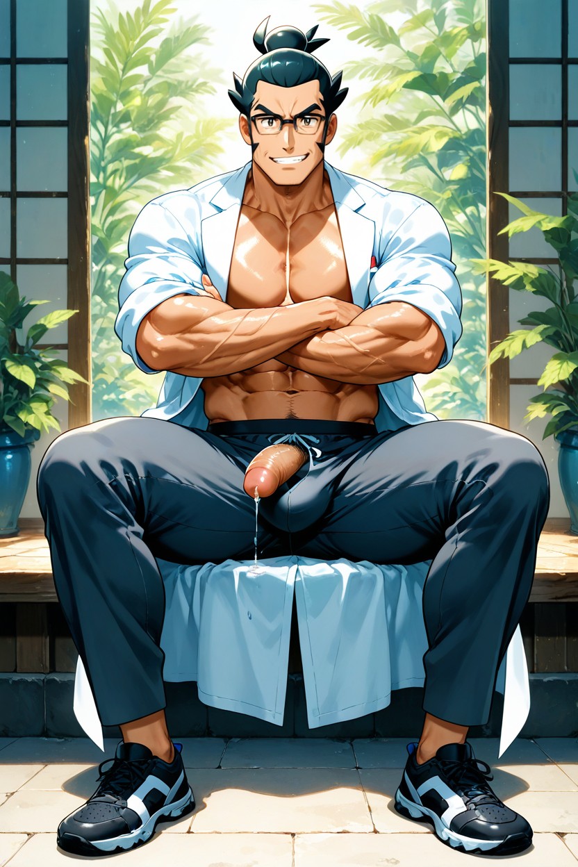 にやりと笑う, Dynamic Lighting, Dripping Precum ゲイAIポルノ