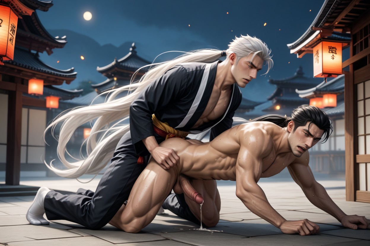 And The Other Has Long Hair, Glowing Paper Lanterns, Very Long Hair AI Gay Porn