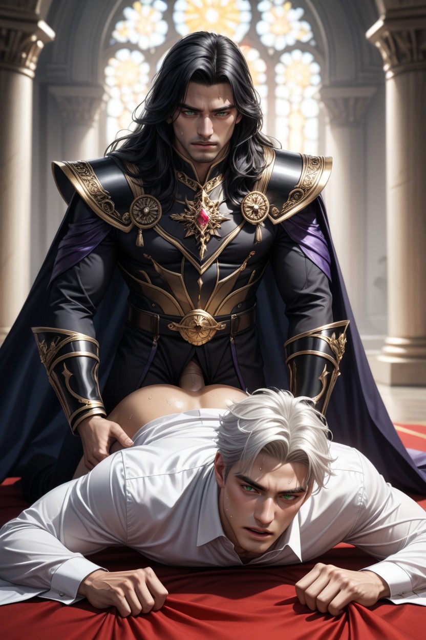 White Hair, Thick Thighs With Hard Monster Cocks, Laying On Stomach With Hips Raised Up ゲイAIポルノ