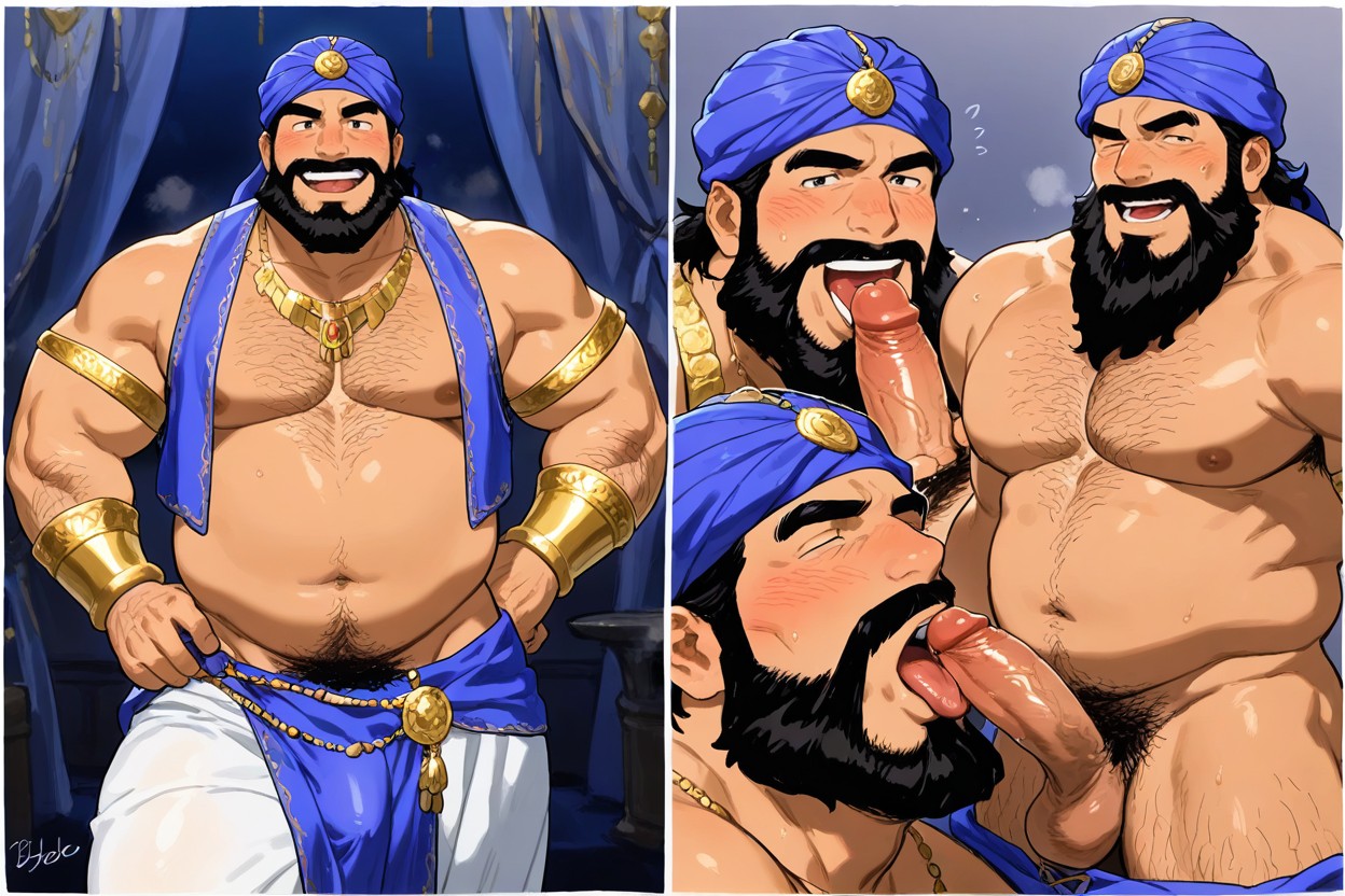 Thick, Gold Arm Bands, Hip Scarf Pornografia gay com IA