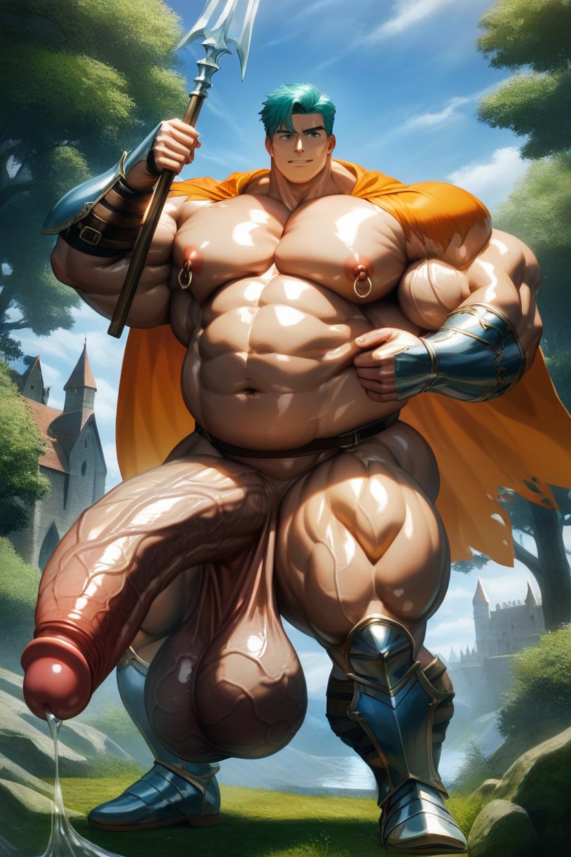Holding Spear, Orange Cape, Absurdly Long Oversized Hyper Penis AI同性恋黄片