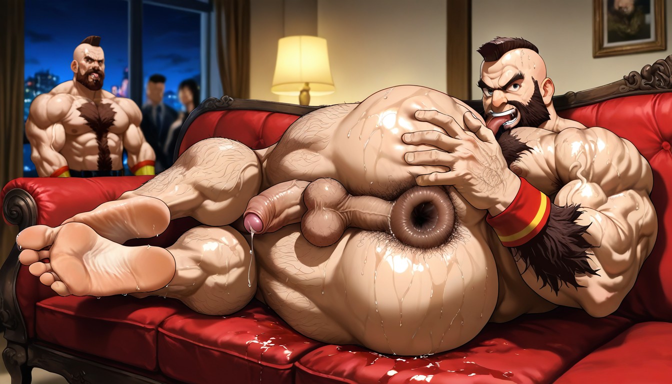 Hairy Anus, Night, 3人 ゲイAIポルノ