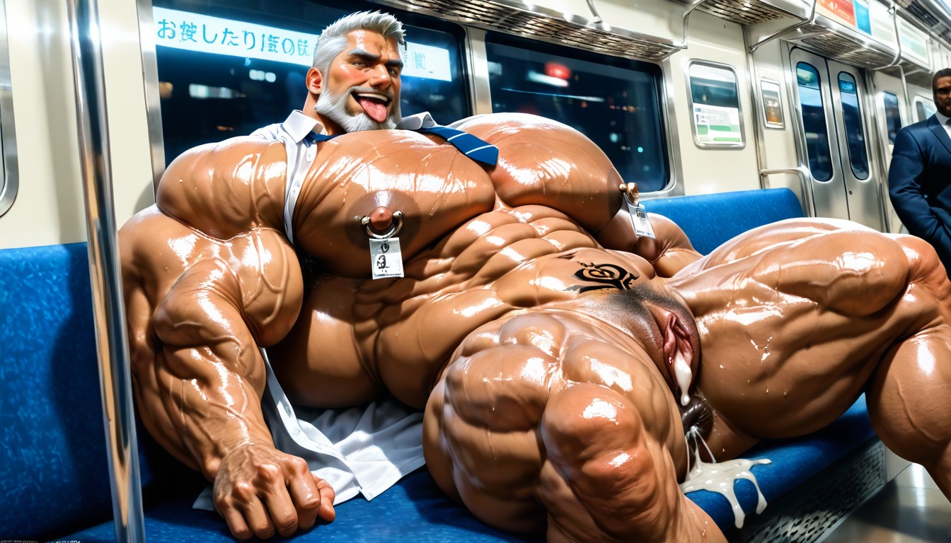 制服, Muscular Middle-aged Male Bottom, Gigantic Muscles ゲイAIポルノ