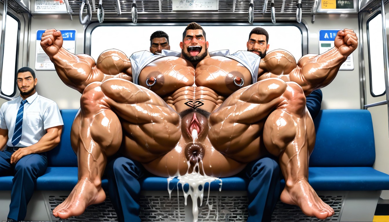 Masculine Man Cunt, Gigantic Muscles, Hyper Wide Opened Pussy Pornografia gay com IA