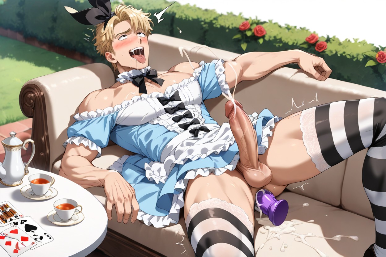 Outside, Rose Garden, Large Penis AI Gay Porn