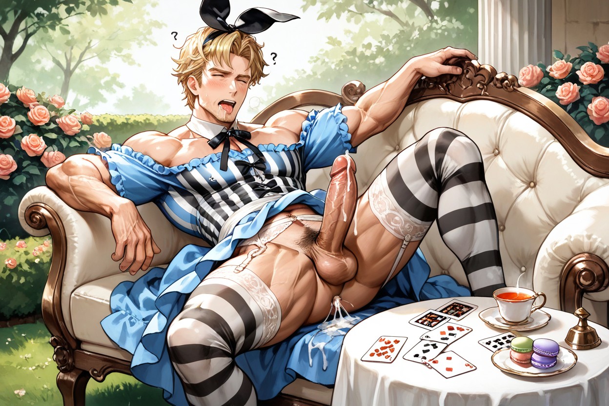 Off-shoulder Light Blue Dress, Solo Man, Cum On Teacup ゲイAIポルノ