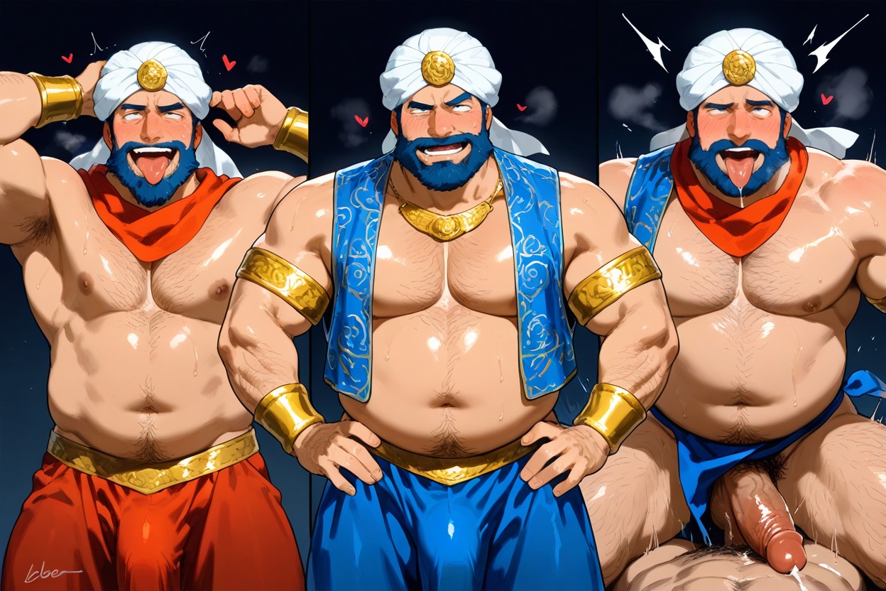 Hip Scarf, アヘ顔, Exposed Hairy Chest ゲイAIポルノ