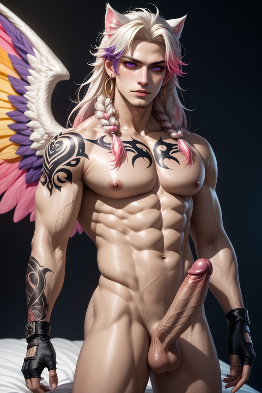Long Hair, Tattoos, Erect Penis AI Gay Porn