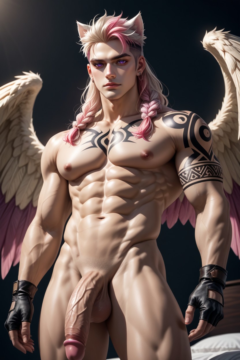 Erect Penis, Colorful Wings, Nude AI Gay Porn