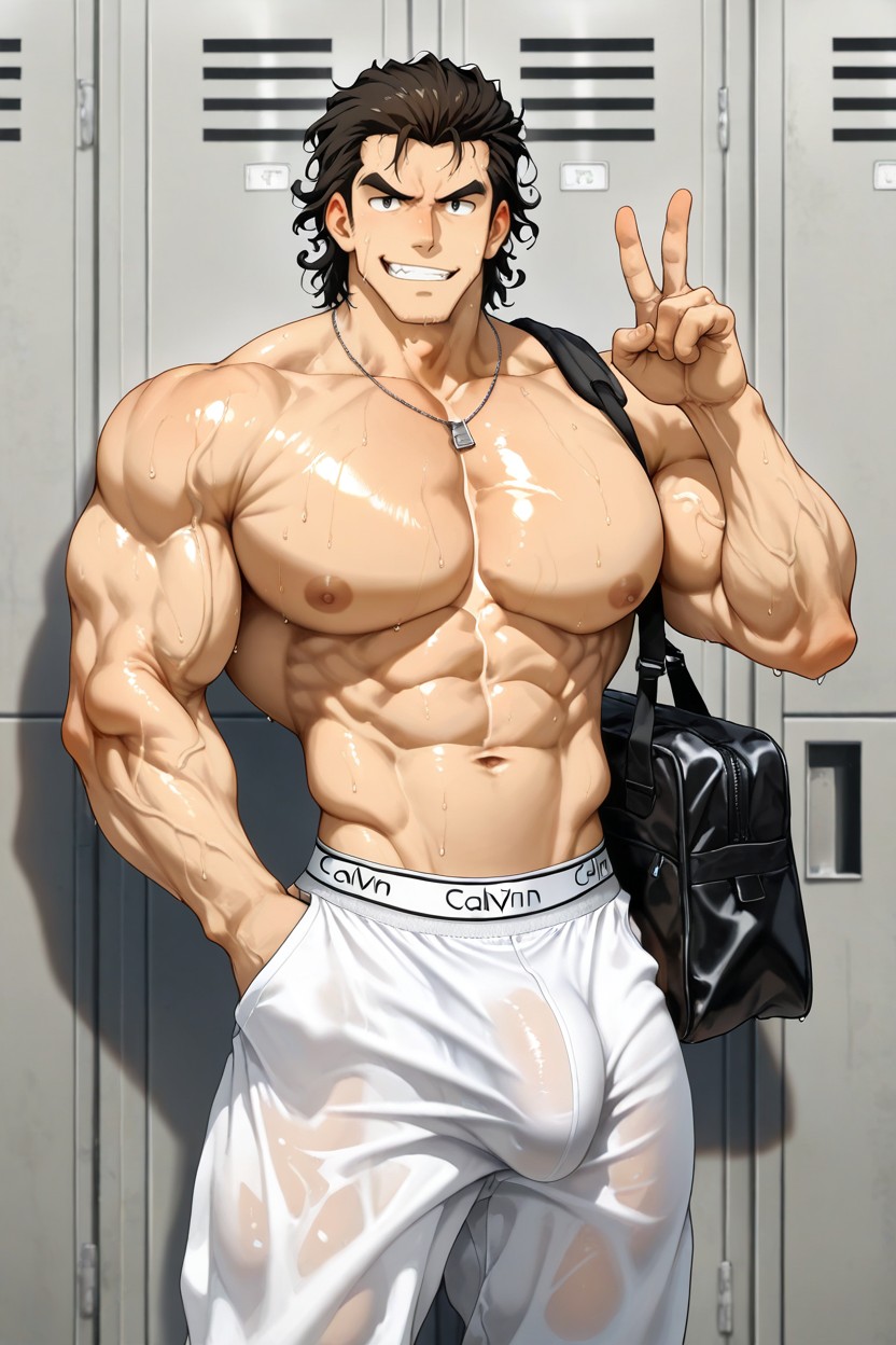 Circumscribed Waist, Veiny Muscles, Strong V Line AI同性恋黄片