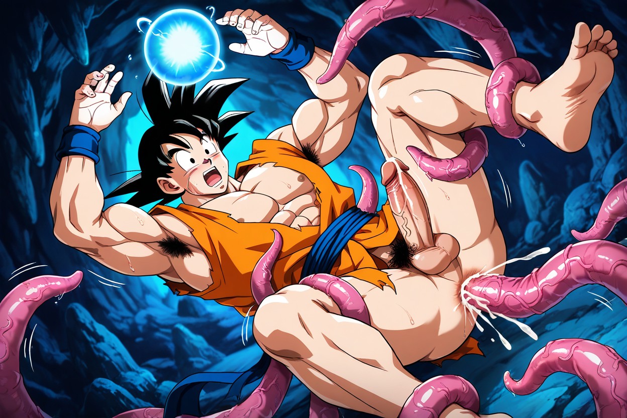 A Tentacle Inside Goku's Ass, Naked, Legs Open ゲイAIポルノ