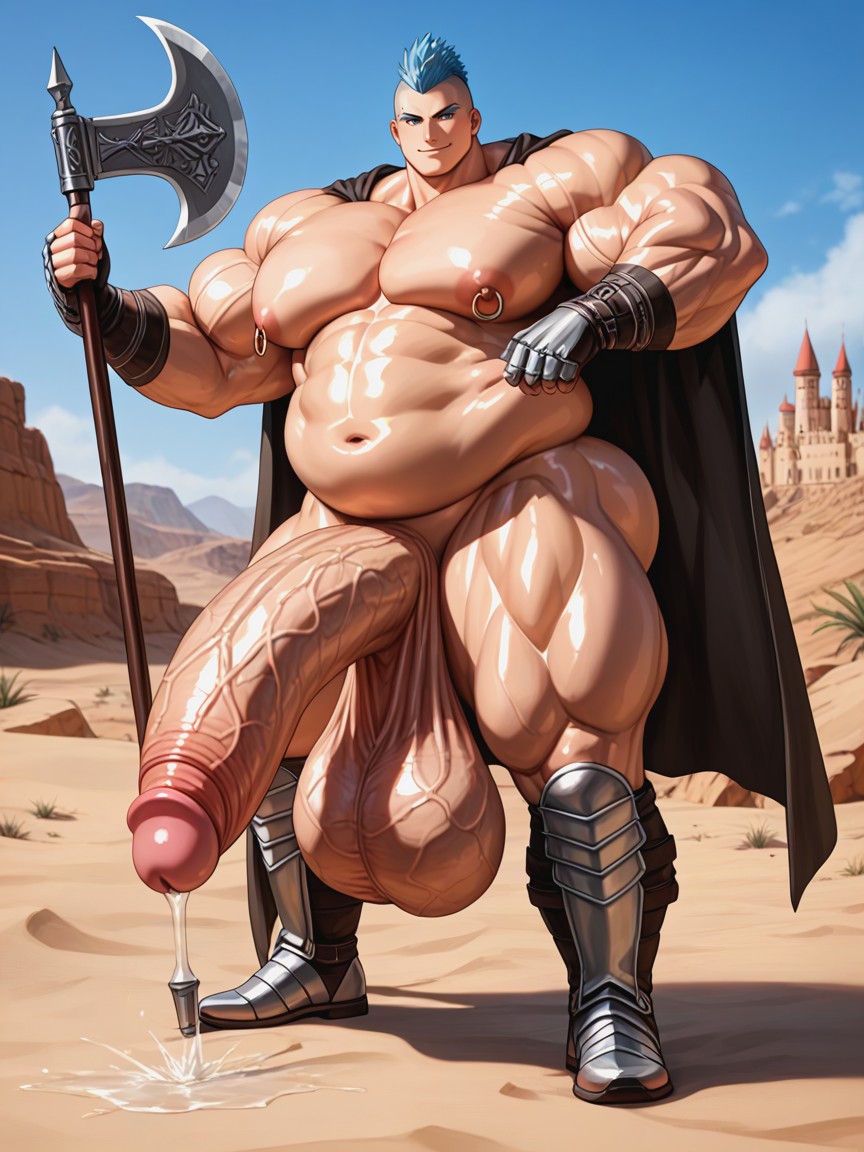 Medieval Castle Setting, Soft Facial Features, Absurdly Long Oversized Penis ゲイAIポルノ