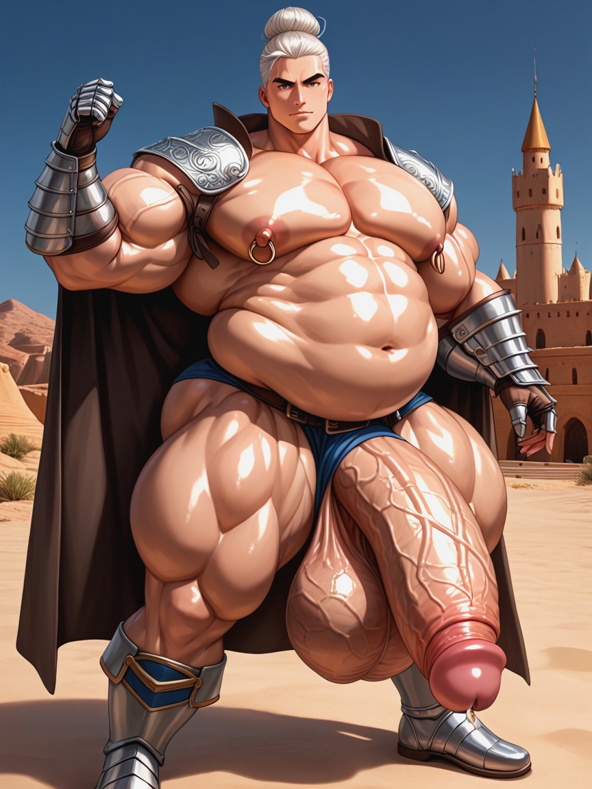 Extremely Huge Nipples, Masculine Chest, Hyper Thick Muscular Body AI同性戀黃片